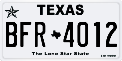 TX license plate BFR4012