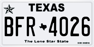 TX license plate BFR4026