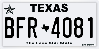 TX license plate BFR4081