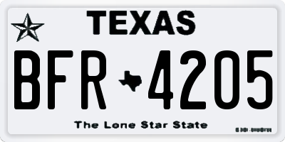 TX license plate BFR4205