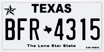 TX license plate BFR4315