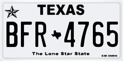 TX license plate BFR4765
