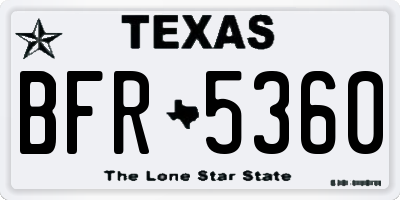 TX license plate BFR5360
