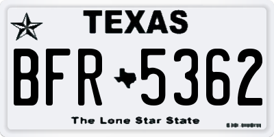 TX license plate BFR5362