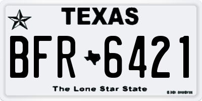 TX license plate BFR6421