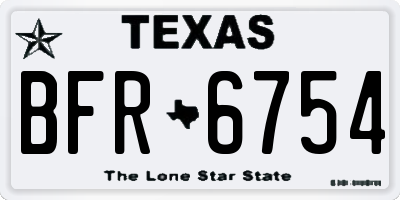 TX license plate BFR6754