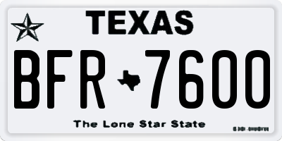 TX license plate BFR7600