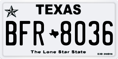 TX license plate BFR8036