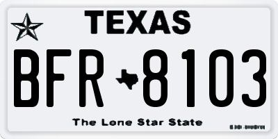 TX license plate BFR8103