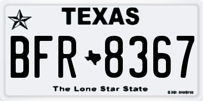 TX license plate BFR8367