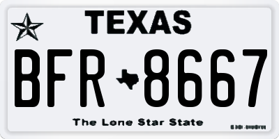 TX license plate BFR8667