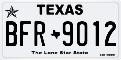 TX license plate BFR9012