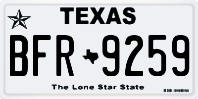 TX license plate BFR9259