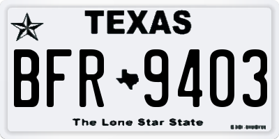 TX license plate BFR9403