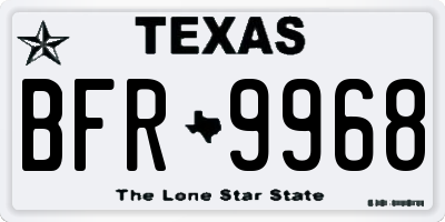 TX license plate BFR9968