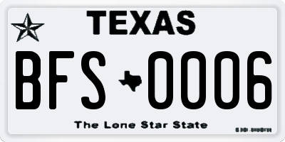 TX license plate BFS0006