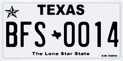 TX license plate BFS0014