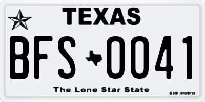 TX license plate BFS0041