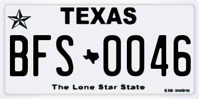 TX license plate BFS0046
