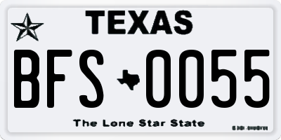 TX license plate BFS0055