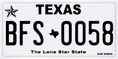 TX license plate BFS0058