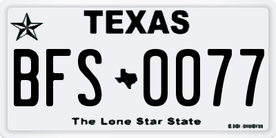 TX license plate BFS0077
