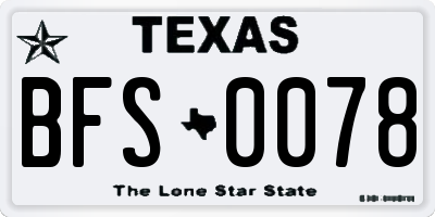 TX license plate BFS0078