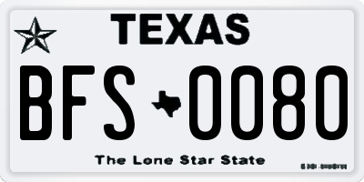 TX license plate BFS0080