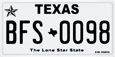 TX license plate BFS0098