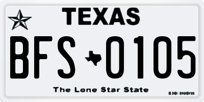 TX license plate BFS0105