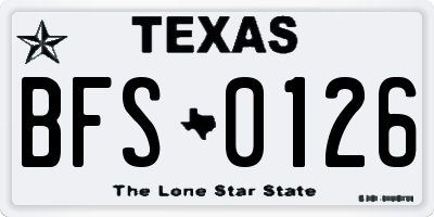 TX license plate BFS0126
