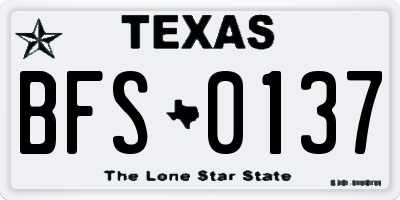 TX license plate BFS0137