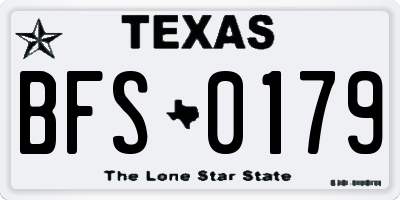 TX license plate BFS0179