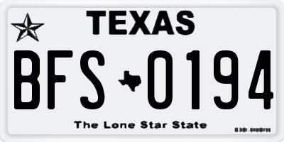 TX license plate BFS0194