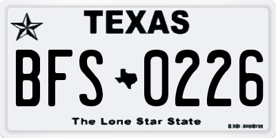 TX license plate BFS0226