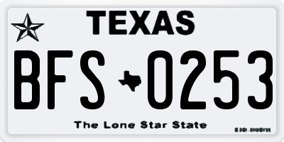 TX license plate BFS0253