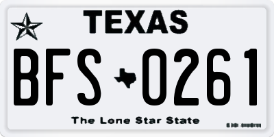 TX license plate BFS0261
