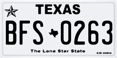 TX license plate BFS0263