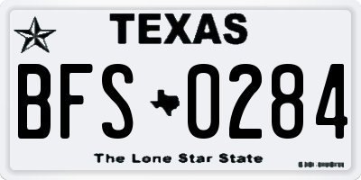 TX license plate BFS0284