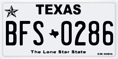 TX license plate BFS0286