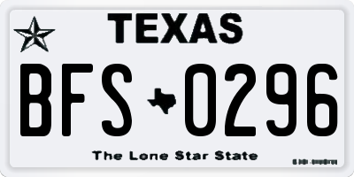TX license plate BFS0296