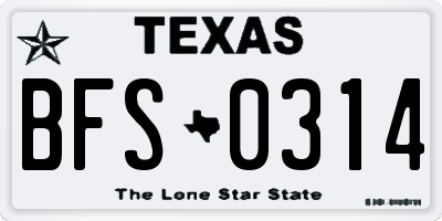 TX license plate BFS0314