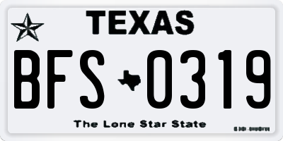 TX license plate BFS0319
