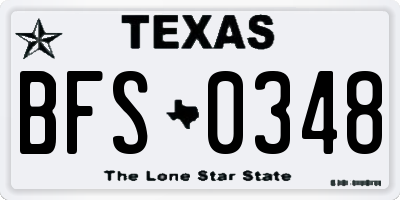 TX license plate BFS0348