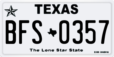 TX license plate BFS0357