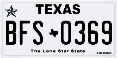 TX license plate BFS0369