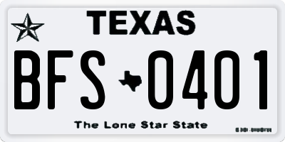 TX license plate BFS0401
