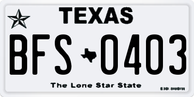 TX license plate BFS0403