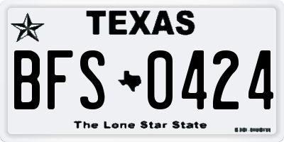 TX license plate BFS0424