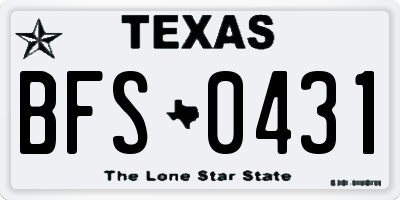 TX license plate BFS0431